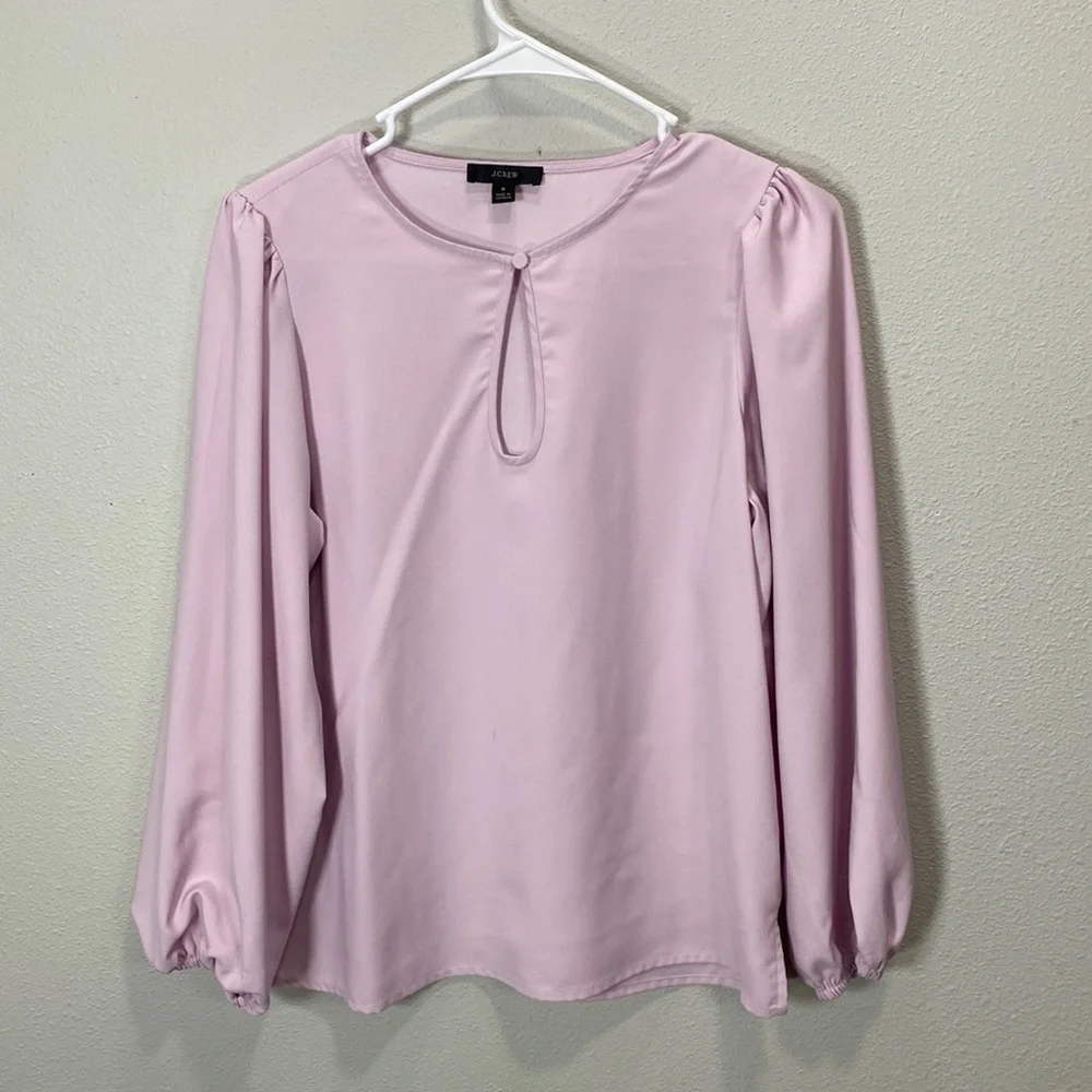 J crew Puff-sleeve satin-back crepe top lavender